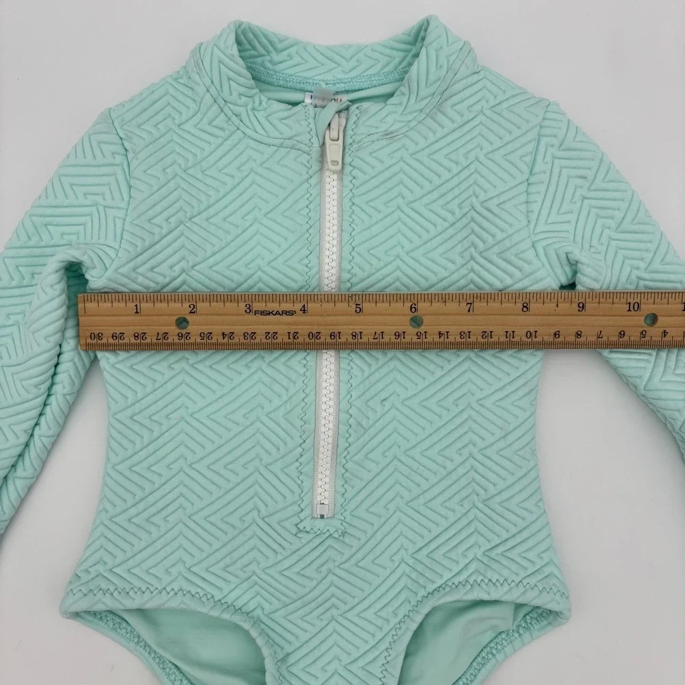 MINNY‎ WET Little Girl Rash Guard Swimsuit Long Sleeve Toddler Mint One Piece 2T